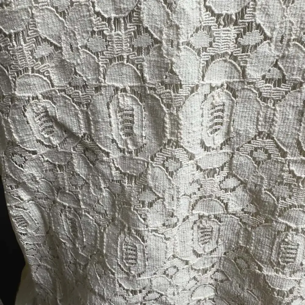 Baccini White Denim Western Jacket with Lace and Ruffle Detail